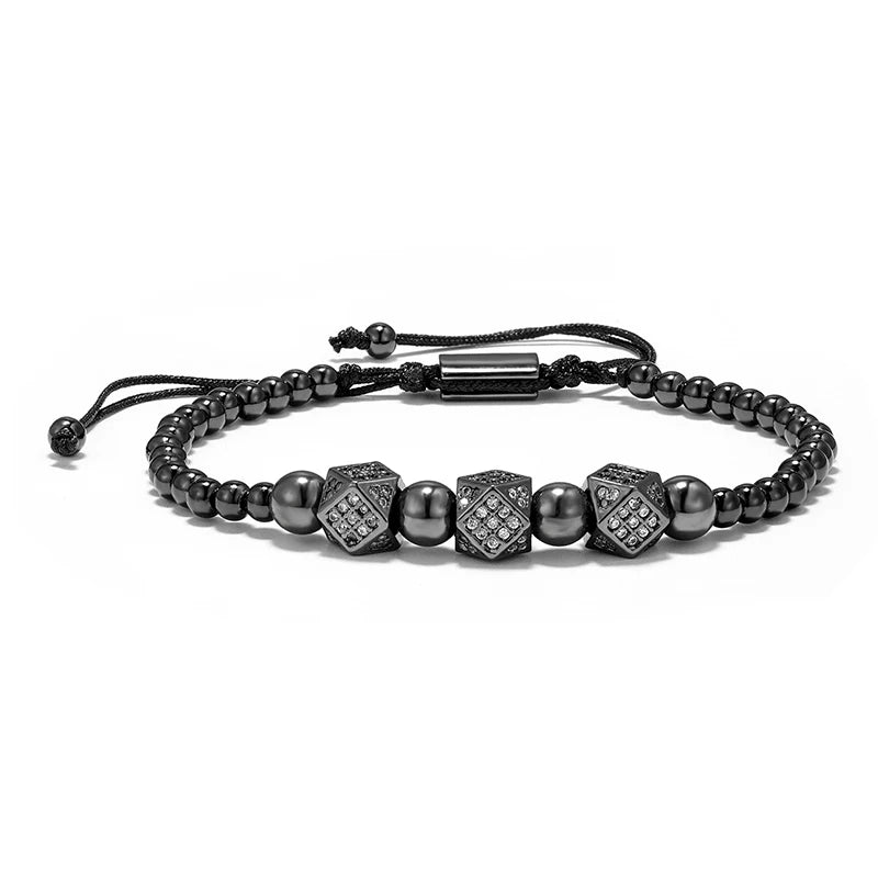 MKENDN Luxury Micro Pave CZ Octahedral Charm Men Bracelets Stainless Steel Crystal Bangles Couple Handmade Jewelry Gift