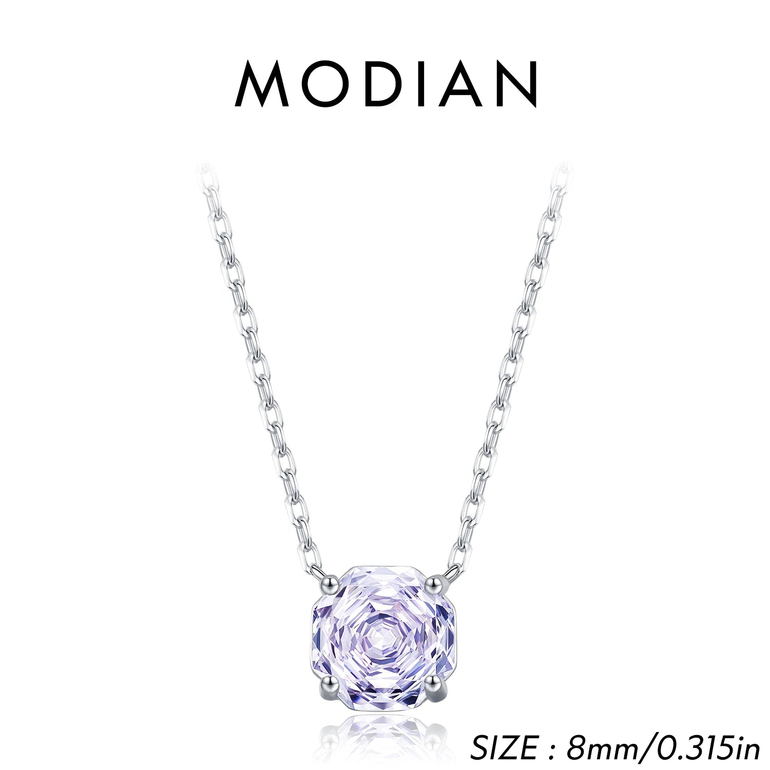 MODIAN Original Design Necklace 925 Sterling Silver Lavender Color Rose Cut CZ Pendant Necklace For Women Fine Jewelry