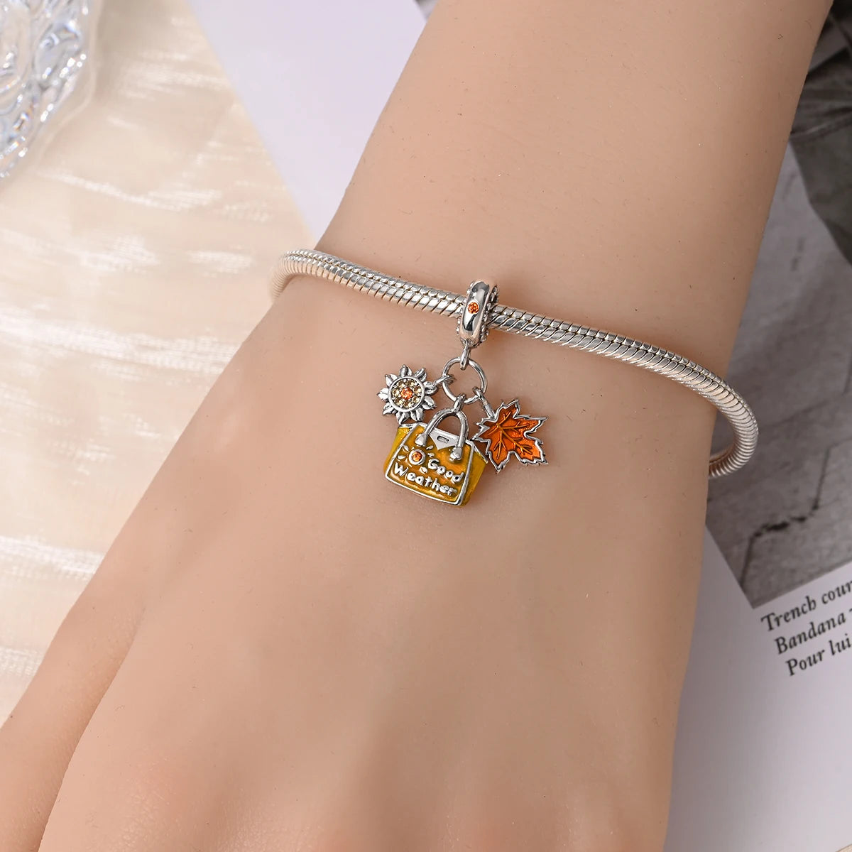 New in Harvest Season Pumpkin Charms Beads Fits Original Bracelet 925 Silver Women Necklace DIY Charms Fine Jewelry Gifts