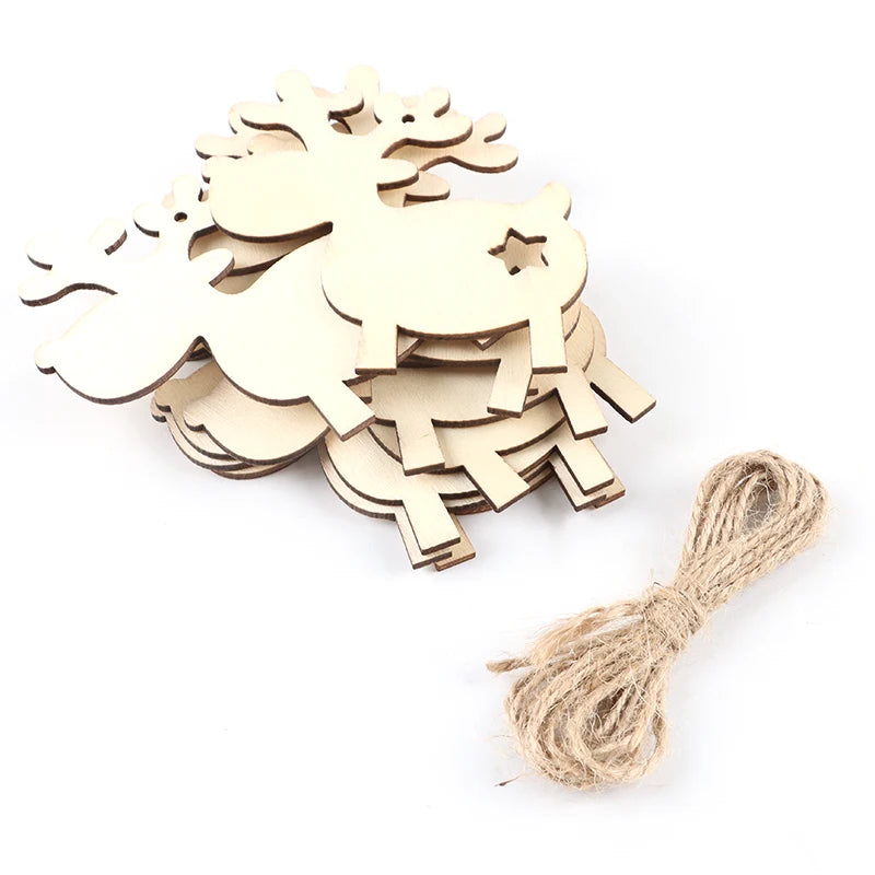 (10pieces/pack)7.94x8.33CM Christmas Elk Wooden Decoration Door Pendant Christmas Tree Celebrating Atmosphere