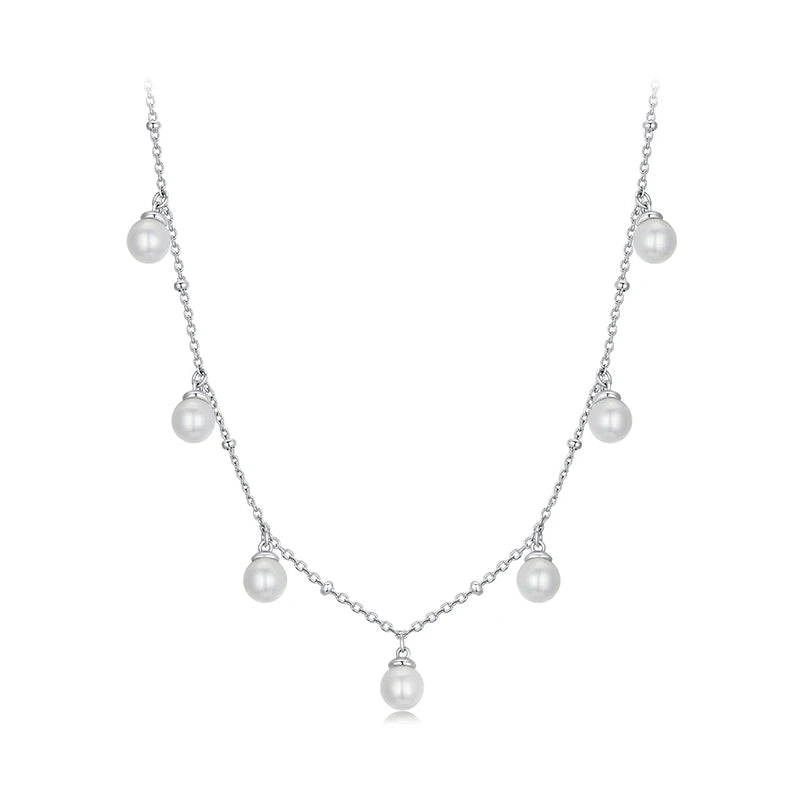 BAMOER 925 Sterling Silber Perlen Choker Halskette 16,9″, zierliche vergoldete Choker Halsketten für Mädchen Braut Brautjungfer Hochzeit