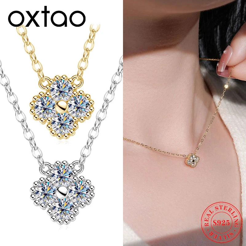 GRA Certified D VVS1 Moissanite Pandent Necklace Lab Diamond S925 Sterling Silver Fashion Four-Leaf Clover Jewelry Necklaces