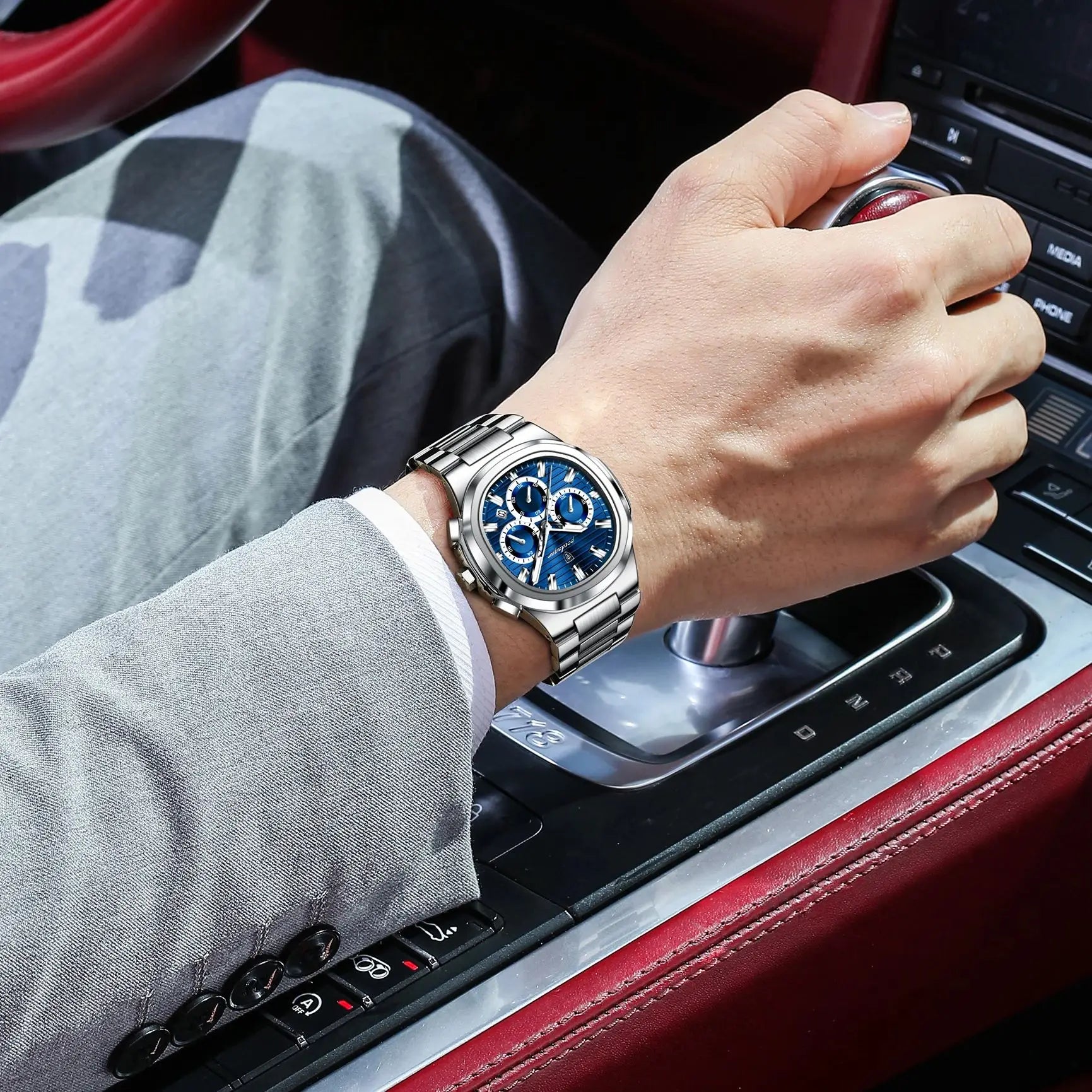 POEDAGAR Business Man Wristwatch Date Chronograph Waterproof Luminous Luxury Men Watch Stainless Steel Quartz Men's Watches Male - Madeinsea©