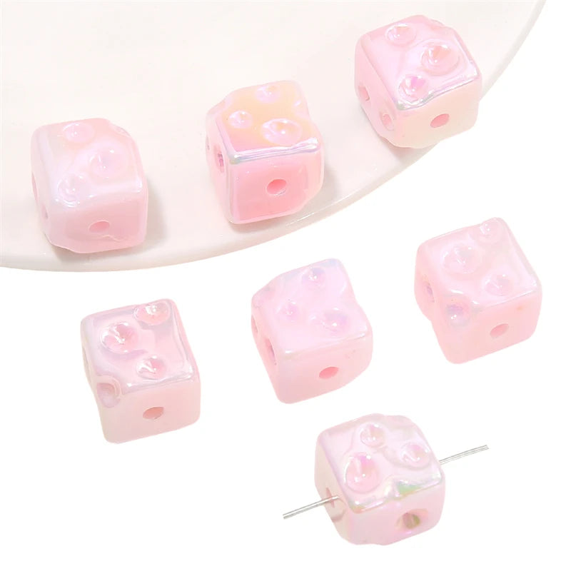 5pcs Cube Cheese Bead Acrylic Spacer Loose Beads For Jewelry Making diy Decorations Bracelet Phone Chain Keychain Accessories