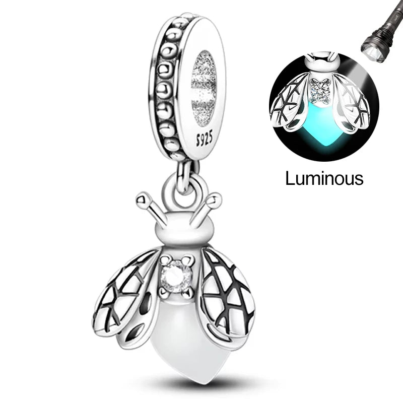 Hot Sale Charms Beads 925 Sterling Silver Pink Perfume Bottle Letter Luminous Firefly Tarot Card Beads Fit DIY Bracelets Jewelry - Madeinsea©