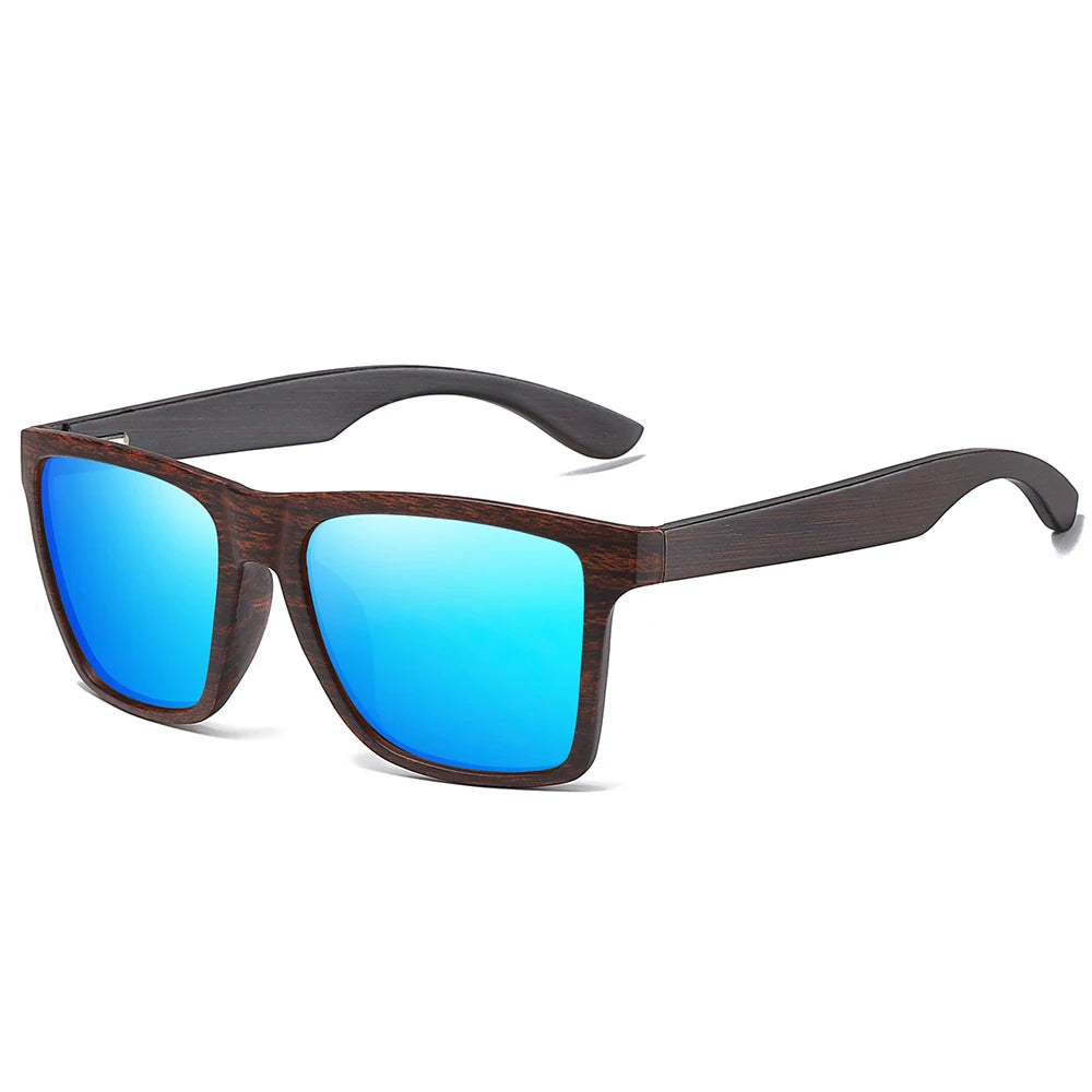 XSW Wood Sunglasses Men Women Polarized Rivet Square Brand Designer Real Wood Temple Sunglasses Vintage Glasses 5515H - Madeinsea©