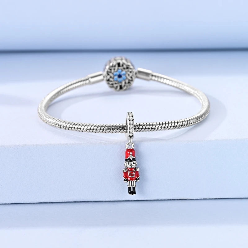 Red Uniform Soldier Pendant Original Real 925 Sterling Silver Charm Bead Fit Original Bracelet Necklace DIY Jewelry Gift