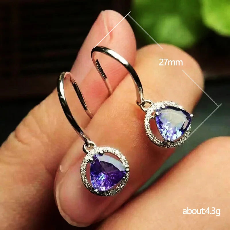 Women's Fashion Exquisite Topaz Pendant Earrings Bule Topaz Female Personality Wild Jewelry Peridot Earrings
