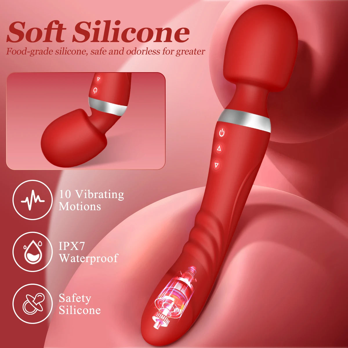 2-in-1-Vibrator-Dildo-Zauberstab für Frauen mit 10 Modi: Klitorisstimulator, G-Punkt-Massagegerät, Vaginalmassagegerät, Sexspielzeug für Erwachsene