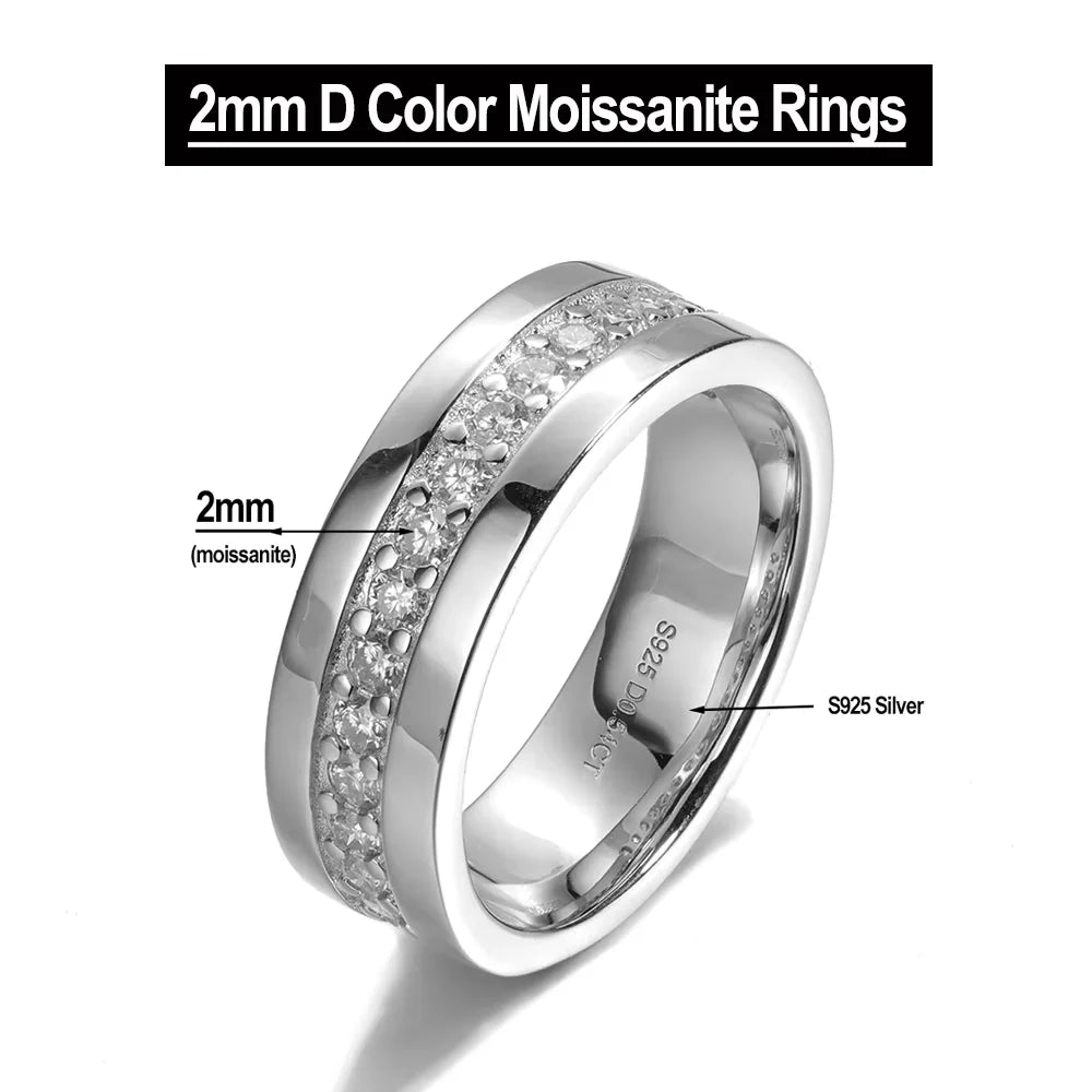 Serenity 2mm D Color Moissanite Rings for Men Gift 100% S925 Sterling Silver Plated 18K Lab Diamond Eternity Rings Fine Jewelry - Madeinsea©