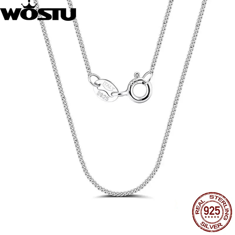 WOSTU Halskette aus echtem 925er Sterlingsilber mit Weizenkette für Damen und Mädchen, dünne und robuste Halskette aus 925er Sterlingsilber mit einfachen Gliedern