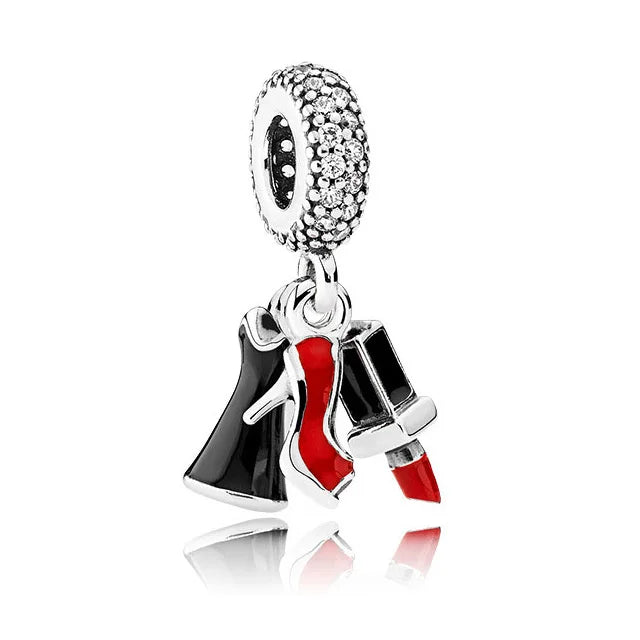 New Original 925 Silver Plated Accessories Fashion Charm Perfume High Heels Bead Fit Pendant Bracelet For Women DIY Jewelry Gift