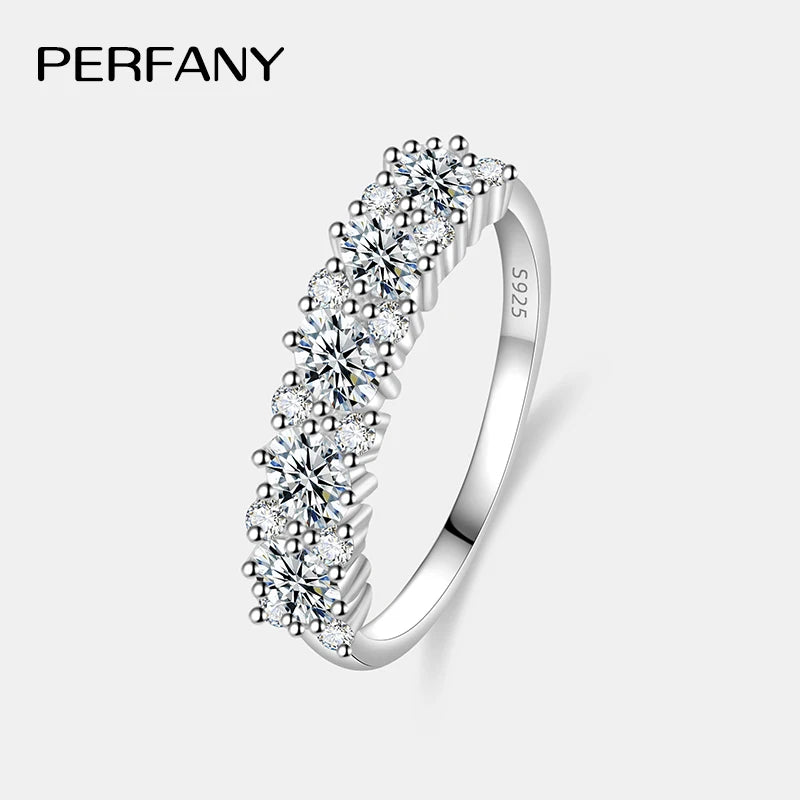 PERFANY Total 1.68CT Moissanite Ring for Women S925 Silver Sparkling Laboratory Certified Diamond Wedding Ring Luxury Jewelry