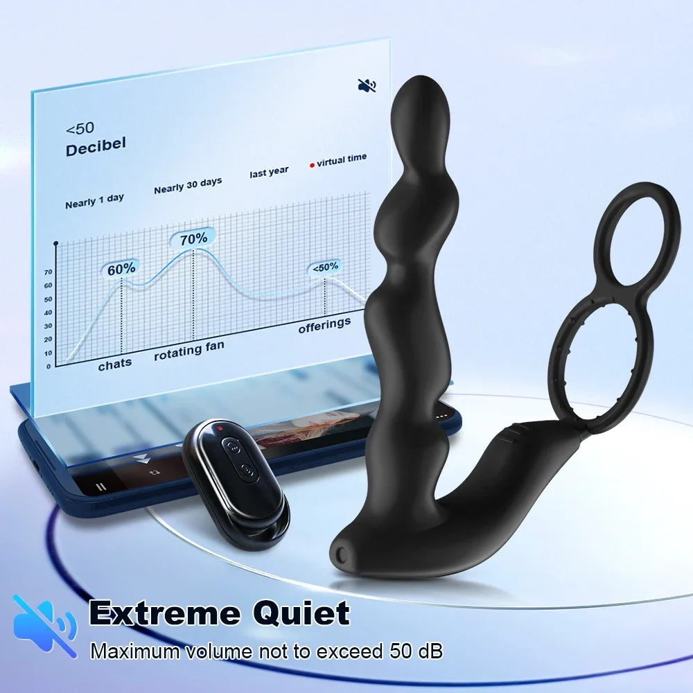 Male Prostate Massage Vibrator Wireless Control Double Ring Anal Plug Vibrator Delay Ejaculation Stimulator Sex Toys for Adult - Madeinsea©