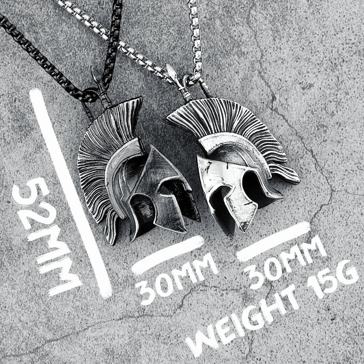 Vintage Spartan Helmet Necklace Stainless Steel Pendant Punk Rock Men Chain Hip Hop for Rider Boyfriend Biker Jewelry Best Gift