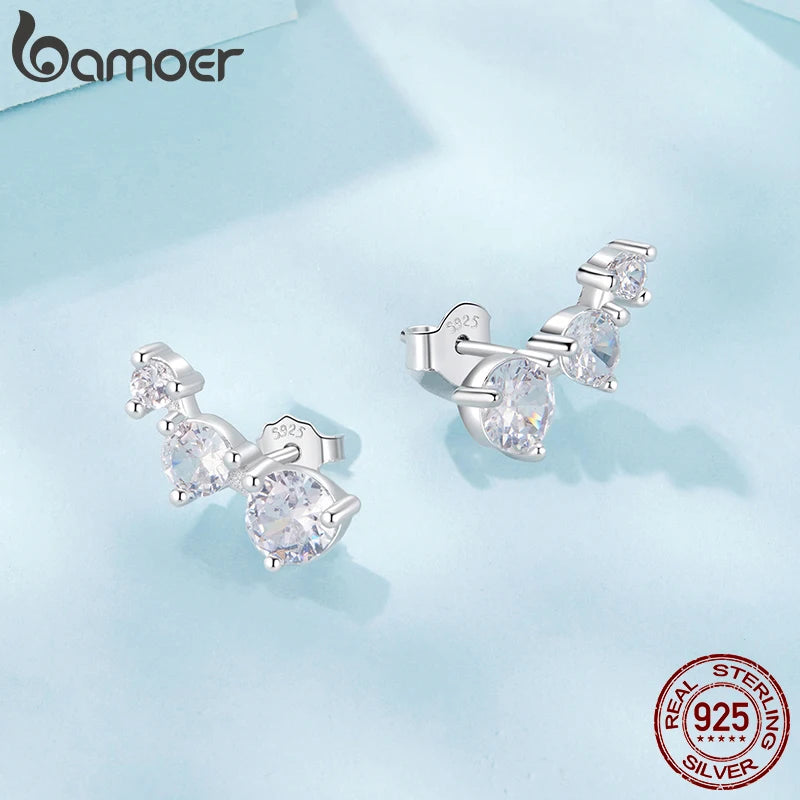 BAMOER 925 Sterling Silver Crawler Earrings CZ Arrow Ear Climber Geometric Earrings for Women Hypoallergenic Jewelry Gift