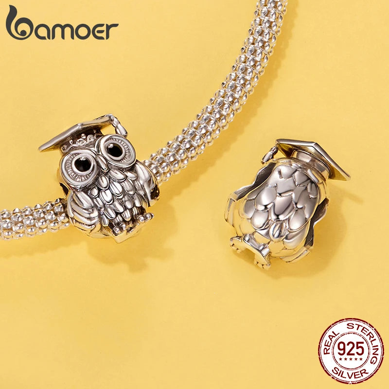 BAMOER Happy Graduate Charms Bachelor-Hut-Perlen, oxidierter Einhorn-Anhänger für junge Frauen, Armband, DIY-Geschenk zur Abschlussfeier