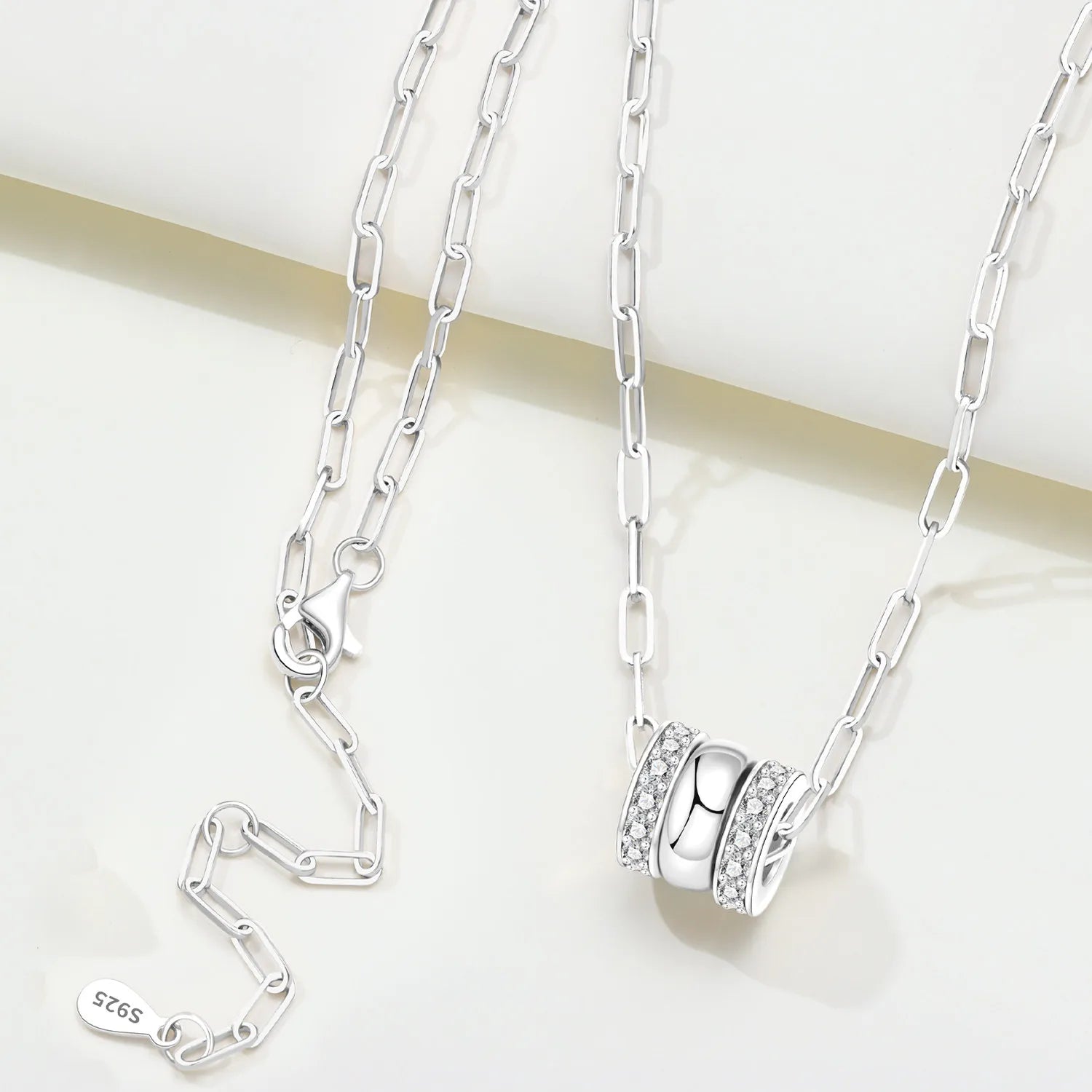 PANPOKI S925 Sterling Silver Simple 3-Ring Design Necklace for Women Birthday Original Gifts Fashion Fine Jewelry