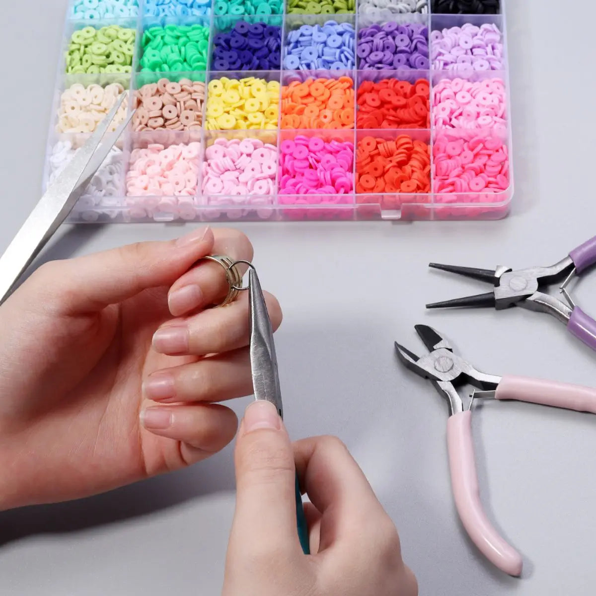 Portable 3 Color Metal Pliers Tool Set Jewelry Making Round Nose Plier Tweezers Kit for Handcrafts Beading Sewing DIY Supplies