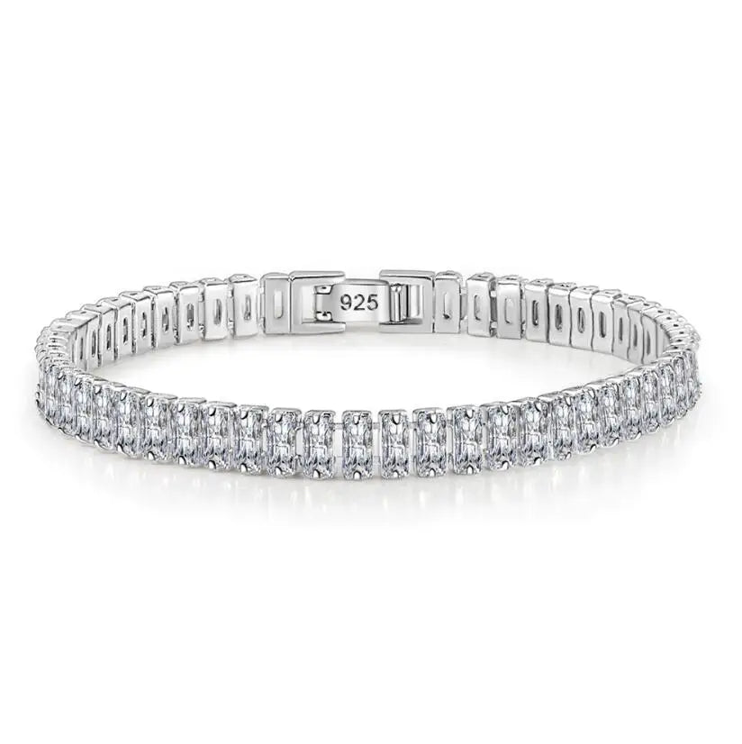 Sparkling 3/4/5/6.5MM Black White Full Moissanite Diamond Tennis Bracelet for Men Women Original S925 Silver Link Bracelets