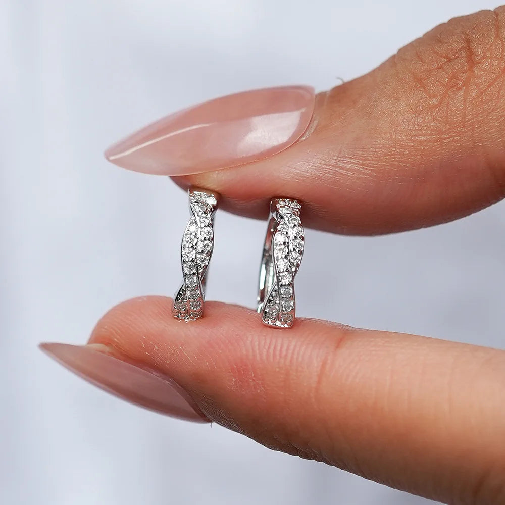 European-American Trendy Vintage Ear Clips PT950 Platinum Women's! 0.5CT Moissanite Elegant Hoops, High-End Eye-Catching & Chic - Madeinsea©