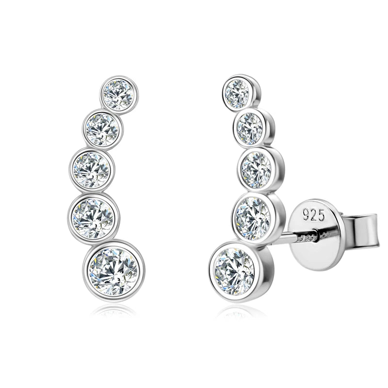 2025New OXTAO 925 Sterling Silver Round Cut Moissanite Ear Tragus Cartilage Helix Conch Lobe Piercing Earrings Jewelry for Women