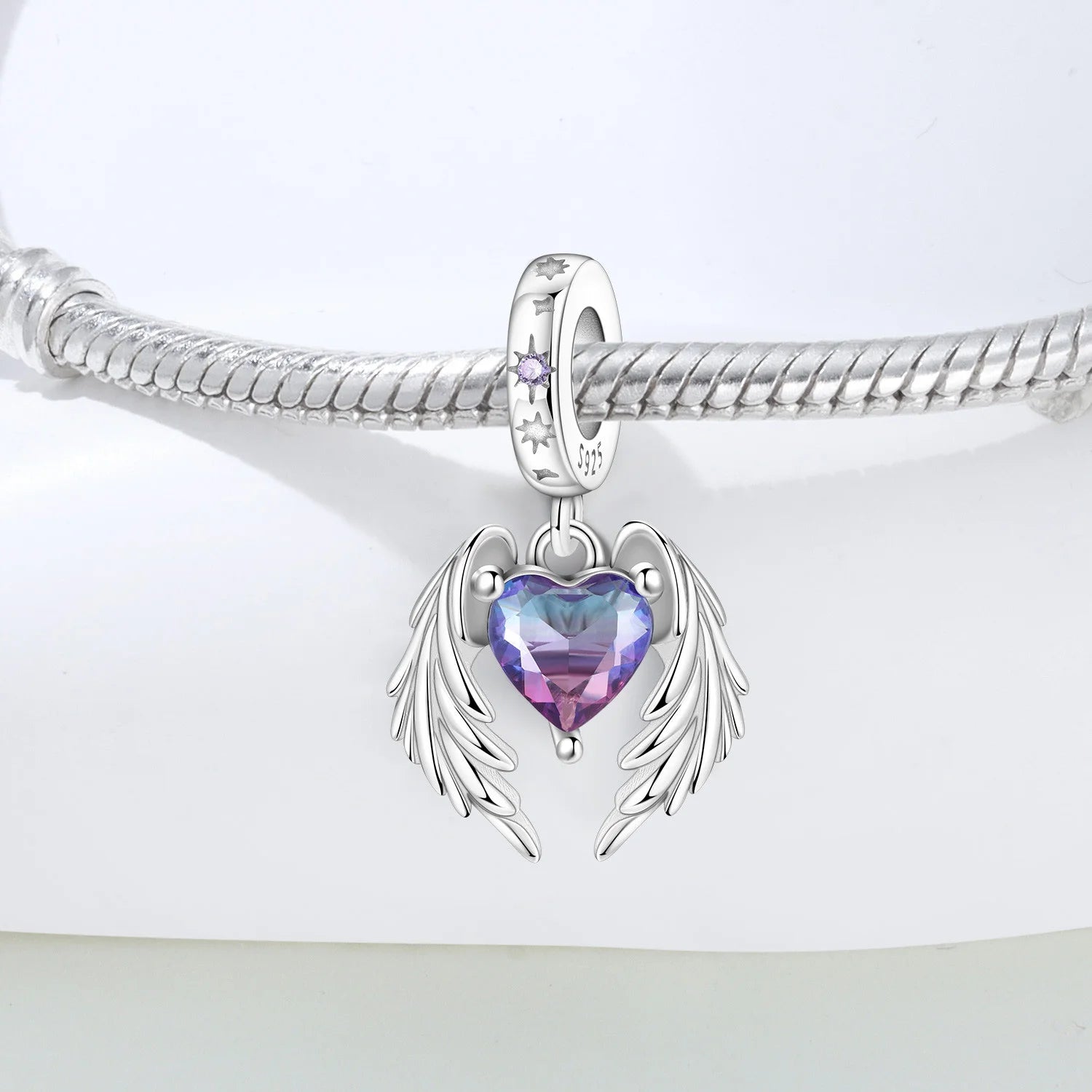 PANPOKI 925 Sterling Silver Wings Guardian Love Pendant Beads Original Pendants Bracelet Charm Jewelry Party DIY Gifts