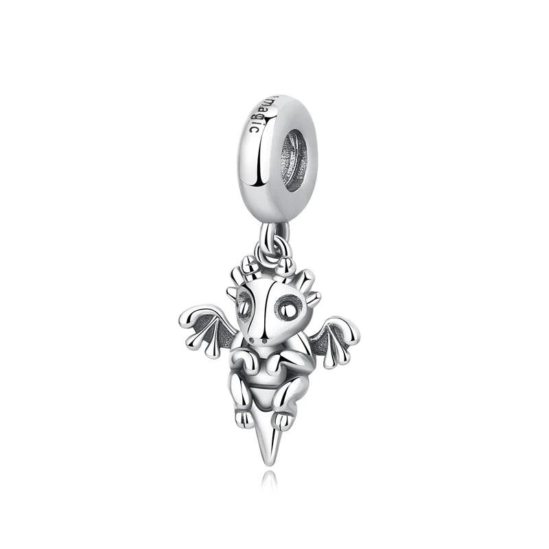 Original 925 Sterling Silver Charms Beads Wizard Hat Dragon Charm Halloween Fit Brand Bracelets Necklaces Women DIY Jewelry