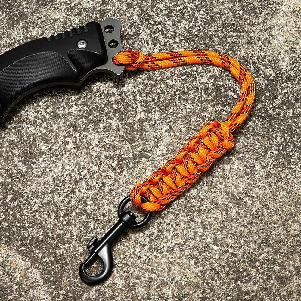 MKENDN Porte-clés en paracorde avec crochet métallique pour homme et femme, dragonne d'urgence pour l'escalade en extérieur, porte-cartes d'identité et d'identification.