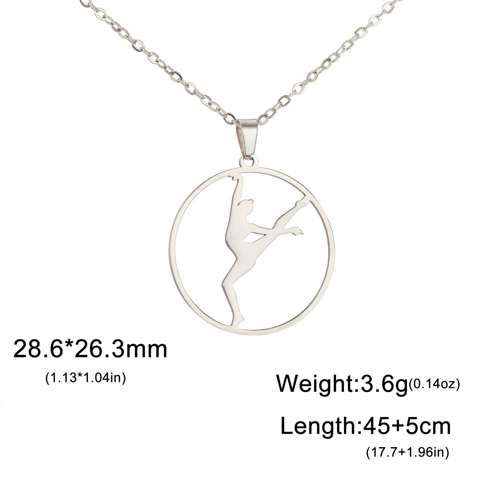Dreamtimes Gymnastics Necklace Stainless Steel Sports Dance Artistic Gymnastics Skating Athlete Jewelry Pendant Women's Gift