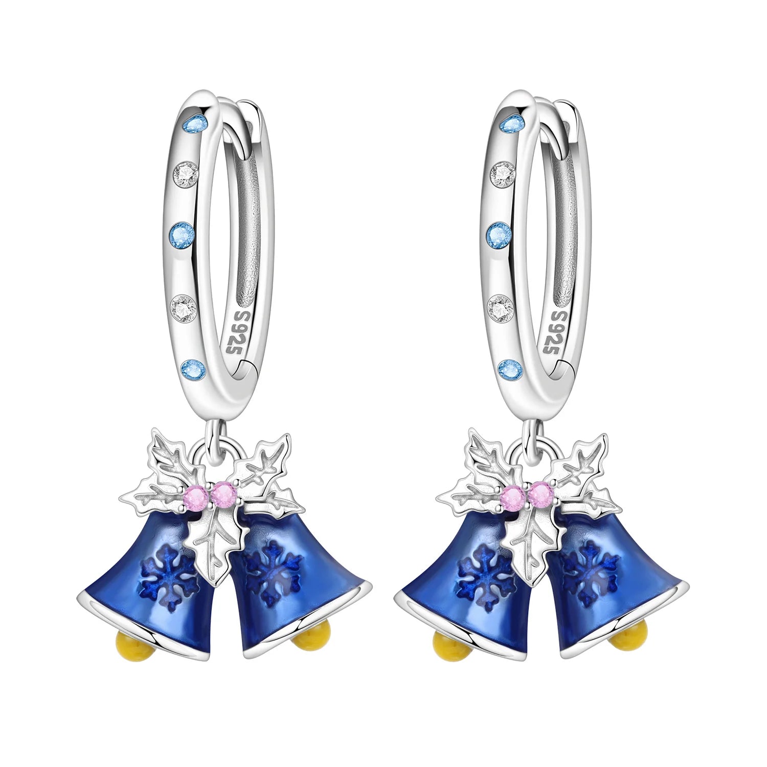 PANPOKI 925 Sterling Silver Sparkling Blue Snowflake Earrings Series Drop Earrings For Women Party Gifts Trendy Jewelry