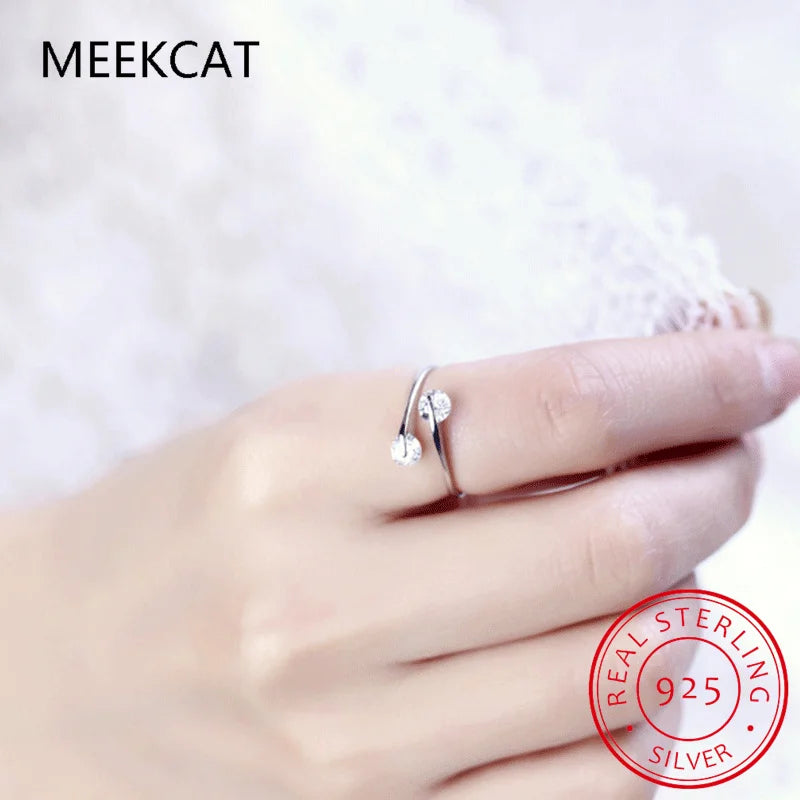 2024 New Real 925 Sterling Silver D Color Moissanite Finger Rings Trendy Adjustable Ring For Women Wedding Fine Jewelry