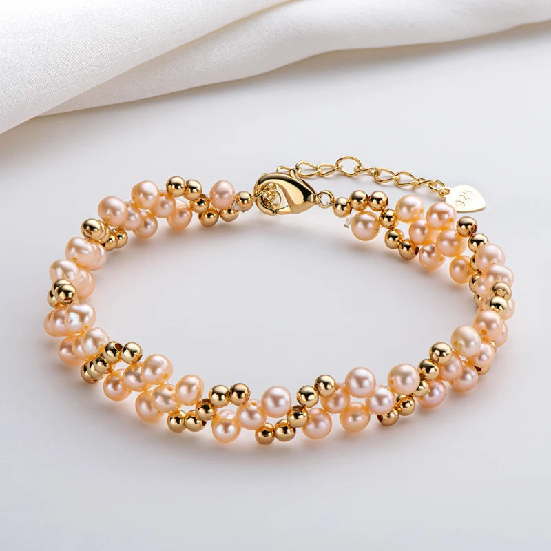 14K Gold Plated Pearl Bracelets for Women 5MM Cute Pearl Jewelry as Easter Basket Wedding Bridesmaid Gifts Jewelry Birthday Acc