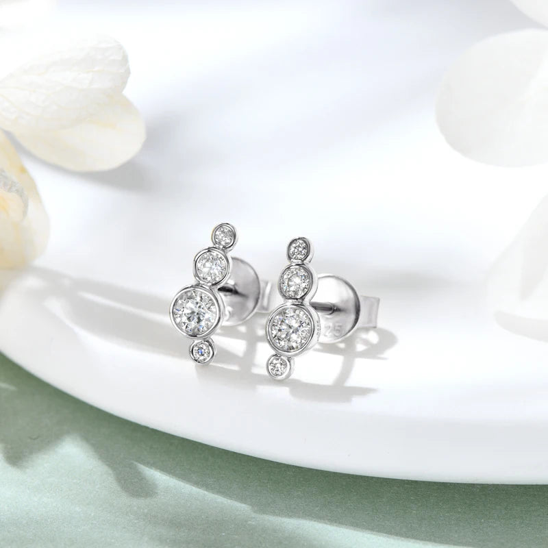 OXTAO 4-Stones Moissanite Stud Earrings S925 Silver Ear Studs D Color Diamond Valentine's Day Christmas Jewelry Gifts For Women