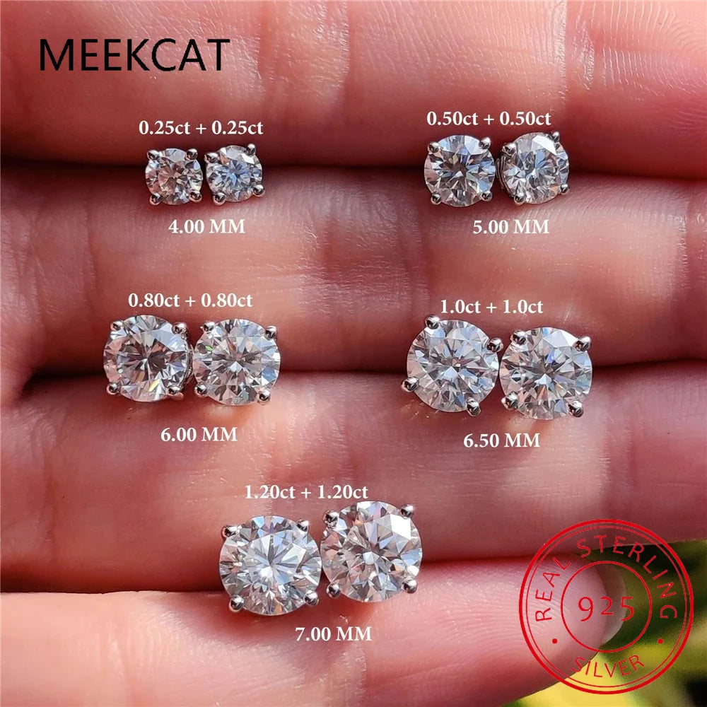 Premium 0.5-2ct Moissanite Diamond Stud Earrings for Women Orginal 925 Sterling Silver Screw Back Women Moissanite Earring 2024 - Madeinsea©