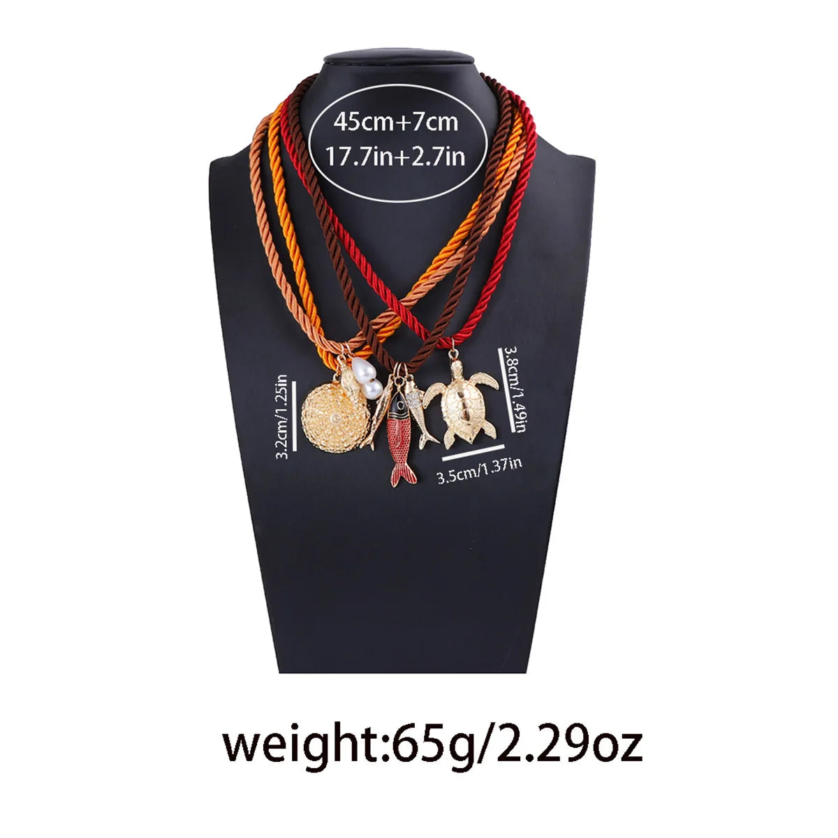 ZAA Summer Personalized Trend Colorful Rope Alloy Animal Pendant Necklace