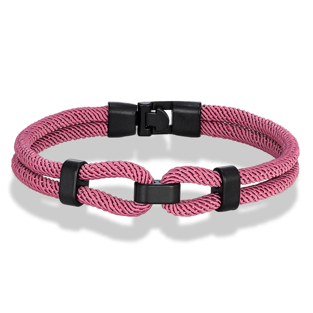 MKENDN Unique Sailing-Inspired Knot Bracelet For Men Black Easy Buckle Rope Bracelet Gifts For Him Nautical Wrap Jewelry Gifts - Madeinsea©