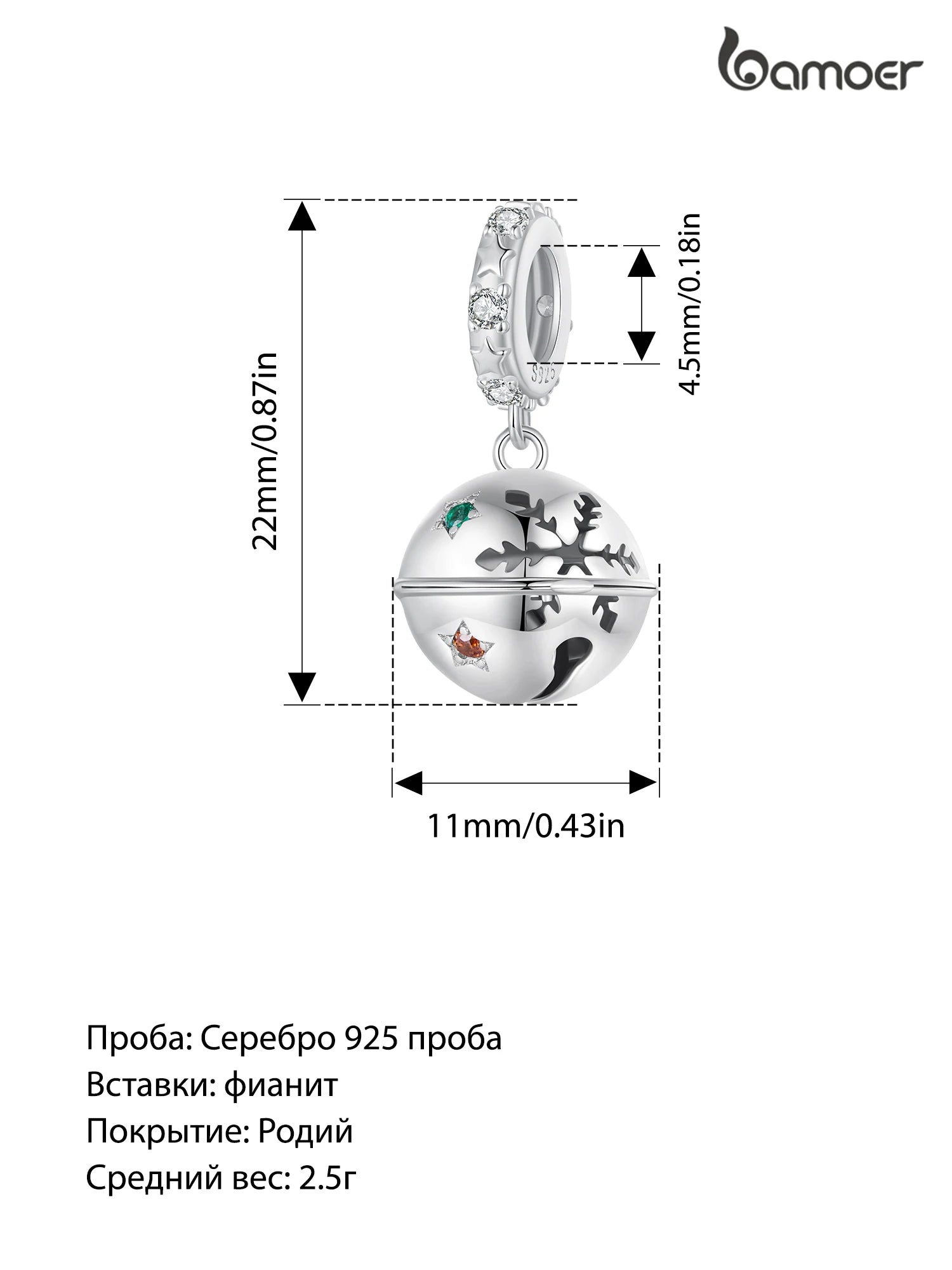 Bamoer Original 925 Sterling Silber Weihnachtsanhänger Bär Schneemann Passend für Original Armband Halskette Damen Geschenk Feiner Schmuck
