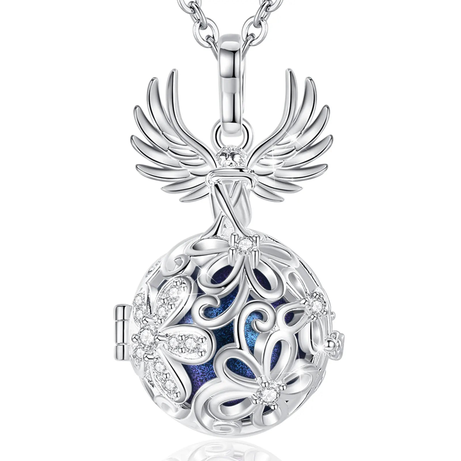 Eudora Collier Bola de Grossesse Necklace 18MM Ball Flower Angel Caller Musical Bell Pendant DIY Jewelry Gift for Pregnant Women