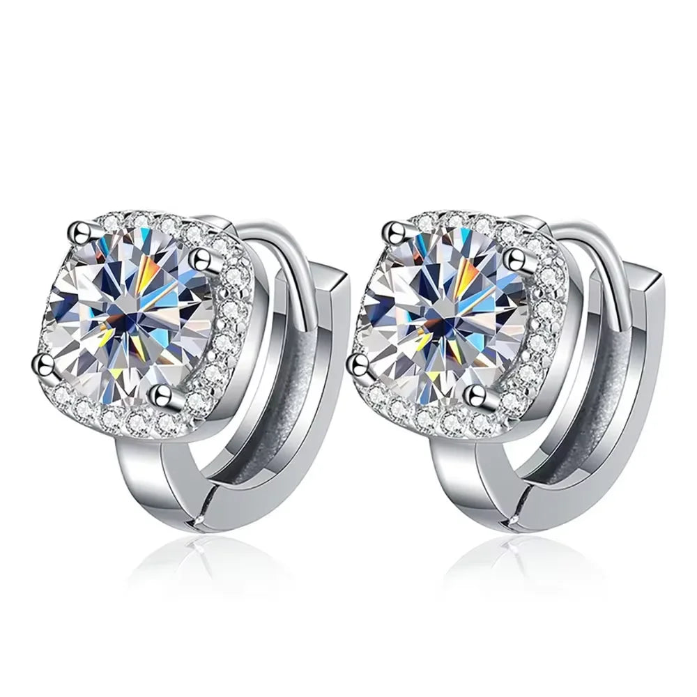 Serenity 0.5ct 1ct D Moissanite Hoop Earrings Women Gift S925 Sterling Silver Round Bag Earring Wedding Bridal Jewelry Wholesale - Madeinsea©