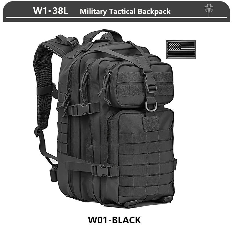 Tactical Backpack 3 Day Assault Pack Molle Bag 38/45L Large Outdoor Waterproof Hiking Camping Travel 600D Rucksack Men Fishing - Madeinsea©