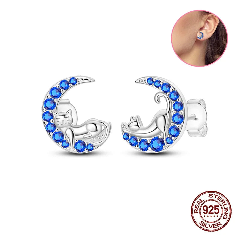 Crystal Zircon 100% 925 Sterling Silver Earrings Butterfly Zirconia Silver Stars Stud Earrings For Women Sterling Silver Jewelry