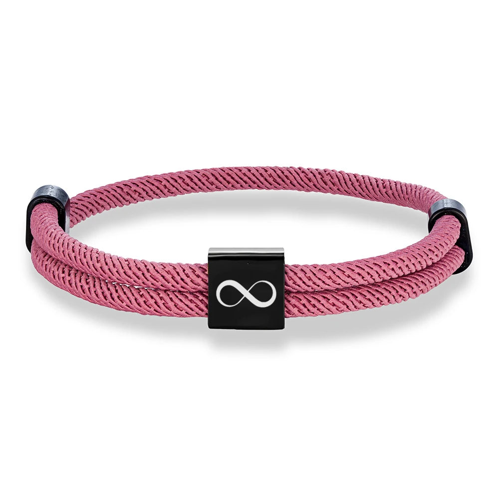 MKENDN Klassisches Infinity-Armband für Herren, verstellbar, nautisches Seilarmband für Damen, schwarzer Edelstahl, Schmuckgeschenk für Paare