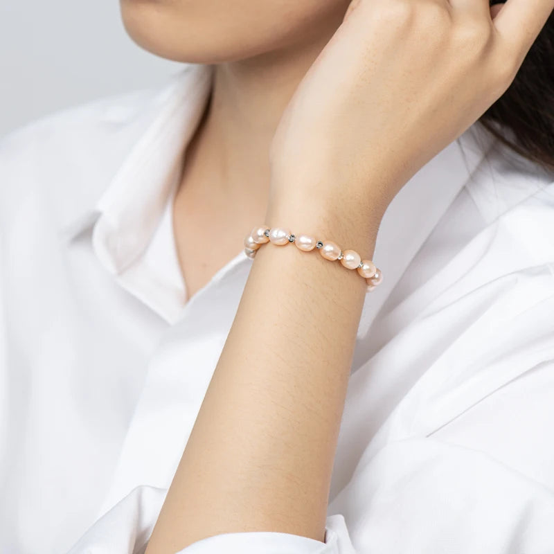 OXTAO Natural Freshwater Pearl Fashion Bracelet Ladies Elegant Bracelet Jewelry Valentine's Day Girlfriend Birthday Wedding Gift