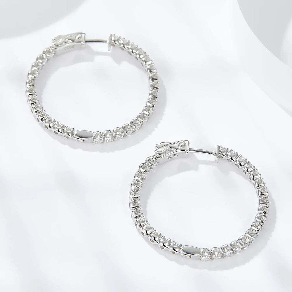 Serenity 2mm D Color Moissanite Hoop Earrings For Women Gift S925 Sterling Silver Sparkling Lab Diamond Earrings Bridal Jewelry
