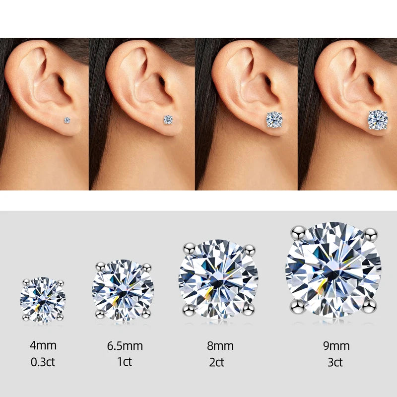 OXTAO GRA Certified D VVS1 Moissanite Stud Earrings Female Jewelry Sterling Silver S925 Piercing Earrings Wedding Jewelry Gift