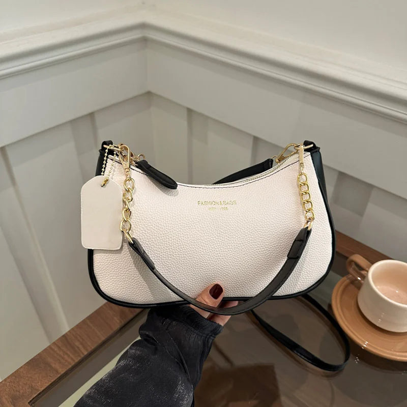 Cherry Pendant Crossbody Bag for Women PU Leather Crescent Bag Adjustable Strap Underarm Bag Closure Handbag for Work Travel - Madeinsea©