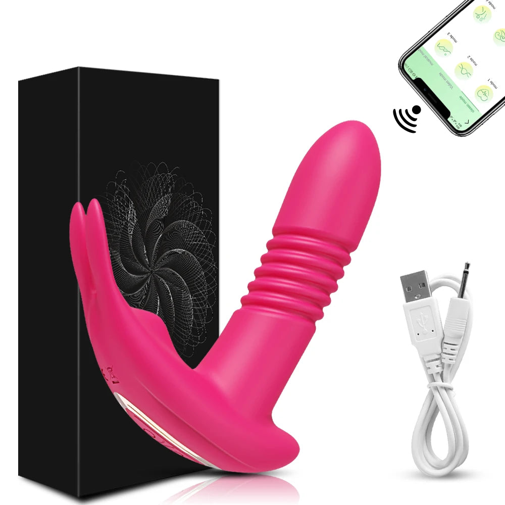 APP Bluetooth Thrusting Vibrator for Women Rotating Telescopic Dildo Remote Control G Spot Massage Clitoris Stimulator Sex Toy