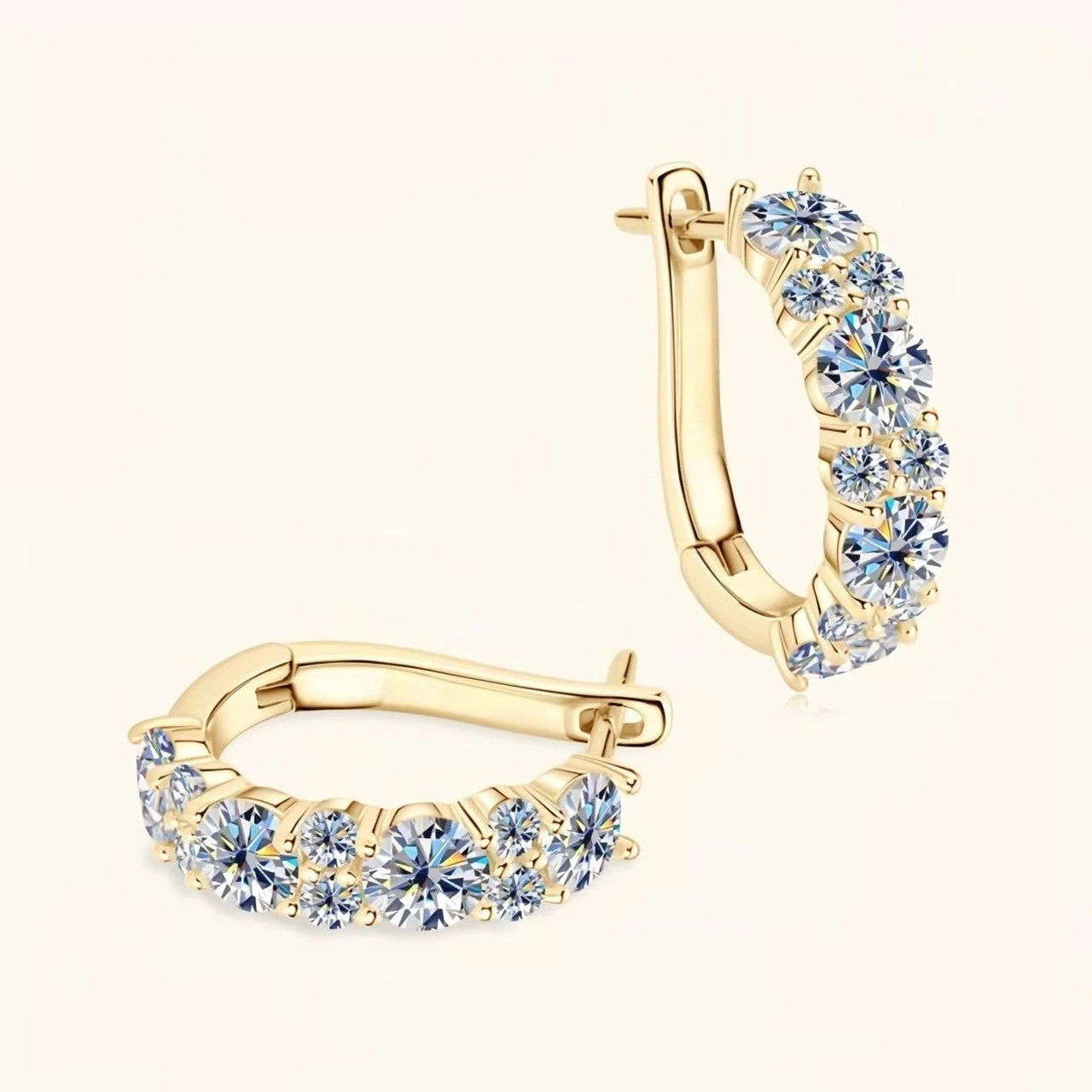 Real 925 Sterling Silver Moisanite Earrings D Color 2.76Cttw Moissanite Lab Diamond Hoops Earrings Sparkling Wedding Fine Jewelry