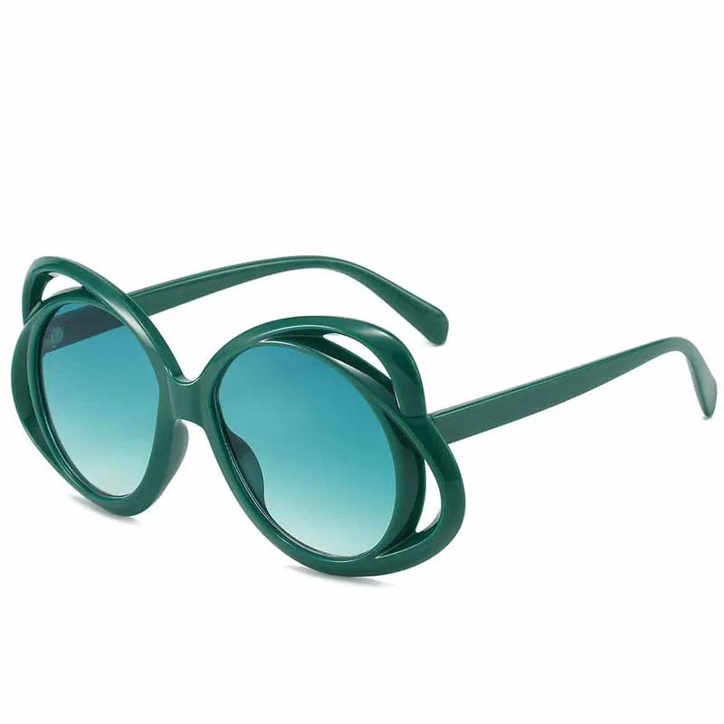 Fashion Women Flower Hollow Frame Sunglasses Fashion Goggles Personality Oversized Oval Luxury Brand Designer Sunvisors UV400